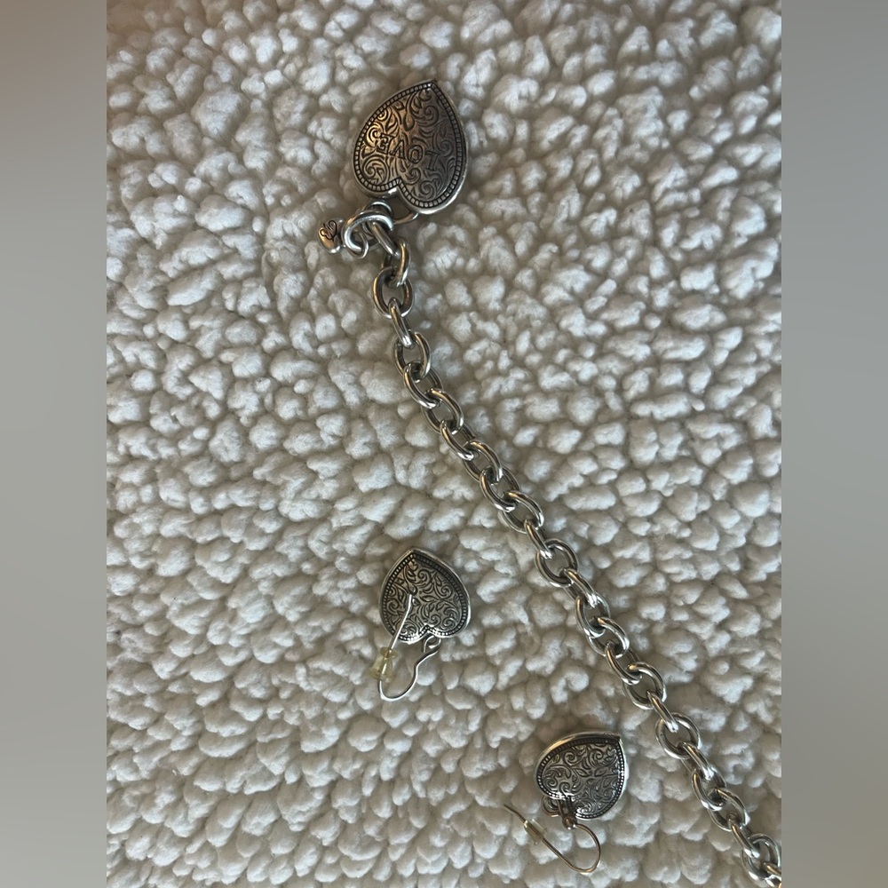 Brighton Silver Heart bracelet/ earring  set